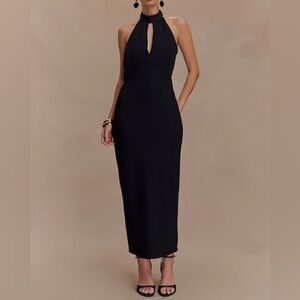 MESHKI NEW Black Halter Neck Dress